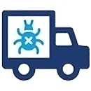 A pest control truck icon implies quick dispatch and fast on-site service, perfectly symbolizing a prompt response to pest issues.