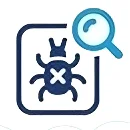 The icon shows a magnifying glass examining a pest, symbolizing a detailed and knowledgeable assessment